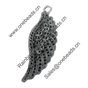 Pendant/Charm. Fashion Zinc Alloy Jewelry Findings. Lead-free. Wings 52x19mm. Sold by PC