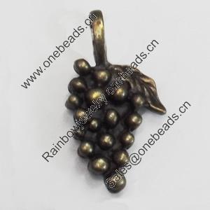 Pendant/Charm. Fashion Zinc Alloy Jewelry Findings. Lead-free. Grape 26x13mm. Sold by Bag