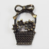 Pendant/Charm. Fashion Zinc Alloy Jewelry Findings. Lead-free. Flower Basket 24x14mm. Sold by Bag