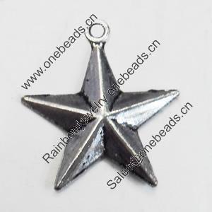 Pendant/Charm. Fashion Zinc Alloy Jewelry Findings. Lead-free. Star 25x22mm. Sold by Bag