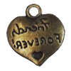 Pendant/Charm. Fashion Zinc Alloy Jewelry Findings. Lead-free. Heart 15x14mm. Sold by Bag
