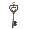 Pendant/Charm. Fashion Zinc Alloy Jewelry Findings. Lead-free. Key 50x18mm. Sold by Bag