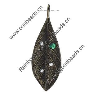 Pendant/Charm. Fashion Zinc Alloy Jewelry Findings. Lead-free. Leaf 107x34mm. Sold by PC