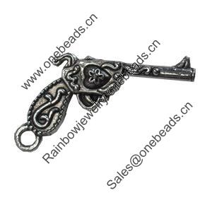 Pendant/Charm. Fashion Zinc Alloy Jewelry Findings. Lead-free. Gun 46x25mm. Sold by Bag