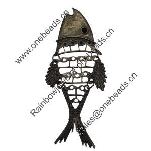 Pendant/Charm. Fashion Zinc Alloy Jewelry Findings. Lead-free. Fish 13x43mm. Sold by PC