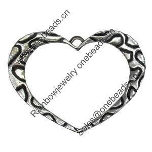 Pendant/Charm. Fashion Zinc Alloy Jewelry Findings. Lead-free. Heart 34x27mm.  Sold by Bag 