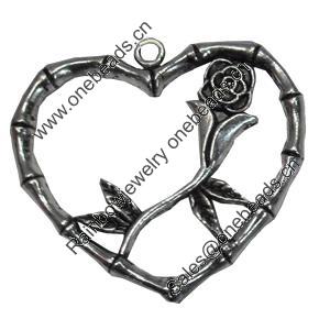 Pendant/Charm. Fashion Zinc Alloy Jewelry Findings. Lead-free. Heart 37x41mm. Sold by Bag