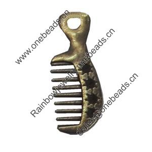 Pendant/Charm. Fashion Zinc Alloy Jewelry Findings. Lead-free. Hairbrsh 25x10mm. Sold by Bag