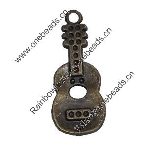 Pendant/Charm. Fashion Zinc Alloy Jewelry Findings. Lead-free. Guitar 26x10mm. Sold by Bag