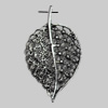 Pendant/Charm. Fashion Zinc Alloy Jewelry Findings. Lead-free. Leaf 38x22mm. Sold by Bag