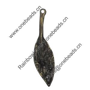 Pendant/Charm. Fashion Zinc Alloy Jewelry Findings. Lead-free. Leaf 38x8mm. Sold by Bag