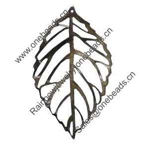 Pendant/Charm. Fashion Zinc Alloy Jewelry Findings. Lead-free. Leaf 52x30mm. Sold by Bag