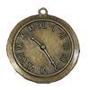 Pendant/Charm. Fashion Zinc Alloy Jewelry Findings. Lead-free. Clock 37x33mm. Sold by Bag