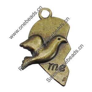 Pendant/Charm. Fashion Zinc Alloy Jewelry Findings. Lead-free. 25x26mm. Sold by Bag
