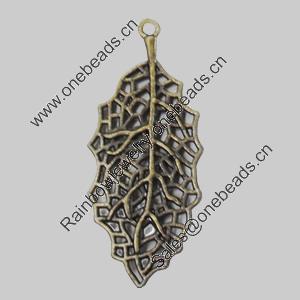 Pendant/Charm. Fashion Zinc Alloy Jewelry Findings. Lead-free. Leaf 39x17mm. Sold by Bag