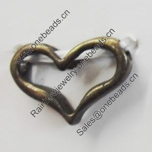 Connetor. Fashion Zinc Alloy Jewelry Findings. Lead-free. Heart 17x12mm. Sold by Bag