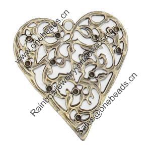 Pendant/Charm. Fashion Zinc Alloy Jewelry Findings. Lead-free. Heart 38x33mm. Sold by Bag