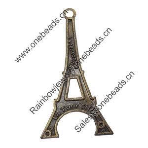 Pendant/Charm. Fashion Zinc Alloy Jewelry Findings. Lead-free. Tower 60x30mm. Sold by Bag