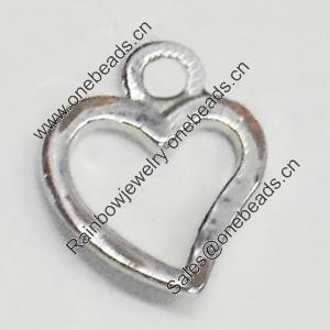 Pendant/Charm. Fashion Zinc Alloy Jewelry Findings. Lead-free. Heart 8x10mm. Sold by Bag