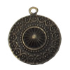 Pendant/Charm. Fashion Zinc Alloy Jewelry Findings. Lead-free. Flat Round 26x21mm. Sold by Bag