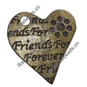 Pendant/Charm. Fashion Zinc Alloy Jewelry Findings. Lead-free. Heart 24x27mm. Sold by Bag