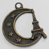 Pendant/Charm. Fashion Zinc Alloy Jewelry Findings. Lead-free. Moon 23x16mm. Sold by Bag