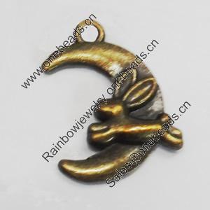 Pendant/Charm. Fashion Zinc Alloy Jewelry Findings. Lead-free. Moon 24x17mm. Sold by Bag