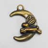 Pendant/Charm. Fashion Zinc Alloy Jewelry Findings. Lead-free. Moon 24x17mm. Sold by Bag