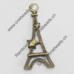 Pendant/Charm. Fashion Zinc Alloy Jewelry Findings. Lead-free. Tower 30x13mm. Sold by Bag