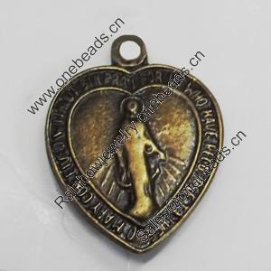 Pendant/Charm. Fashion Zinc Alloy Jewelry Findings. Lead-free. Heart 24x18mm. Sold by Bag