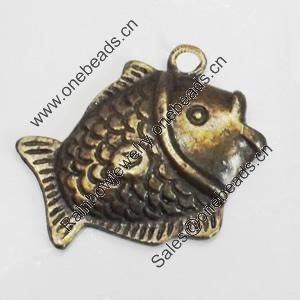 Pendant/Charm. Fashion Zinc Alloy Jewelry Findings. Lead-free. Fish 24x19mm. Sold by Bag