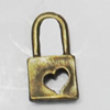 Pendant/Charm. Fashion Zinc Alloy Jewelry Findings. Lead-free. Lock 15x7mm. Sold by Bag