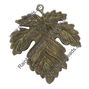 Pendant/Charm. Fashion Zinc Alloy Jewelry Findings. Lead-free. Leaf 42x35mm. Sold by Bag