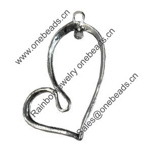 Pendant/Charm. Fashion Zinc Alloy Jewelry Findings. Lead-free. Heart 33x40mm. Sold by Bag