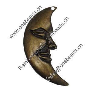 Pendant/Charm. Fashion Zinc Alloy Jewelry Findings. Lead-free. Moon 64x31mm. Sold by Bag