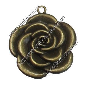 Pendant/Charm. Fashion Zinc Alloy Jewelry Findings. Lead-free. Flower 34mm. Sold by Bag