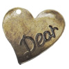 Pendant/Charm. Fashion Zinc Alloy Jewelry Findings. Lead-free. Heart 35x33mm. Sold by Bag