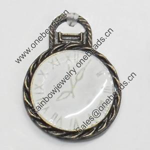 Pendant/Charm. Fashion Zinc Alloy Jewelry Findings. Lead-free. Clock 26x19mm. Sold by Bag