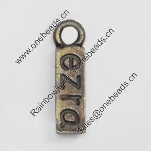 Pendant/Charm. Fashion Zinc Alloy Jewelry Findings. Lead-free. 15x3mm. Sold by Bag