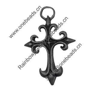 Pendant/Charm. Fashion Zinc Alloy Jewelry Findings. Lead-free. Cross 46x30mm. Sold by Bag