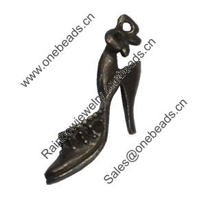 Pendant/Charm. Fashion Zinc Alloy Jewelry Findings. Lead-free. Shoes 28x12mm. Sold by Bag