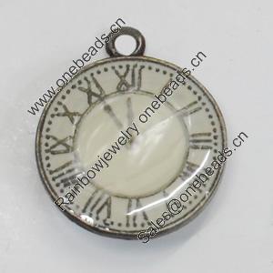 Pendant/Charm. Fashion Zinc Alloy Jewelry Findings. Lead-free. Clock 21x7mm. Sold by Bag