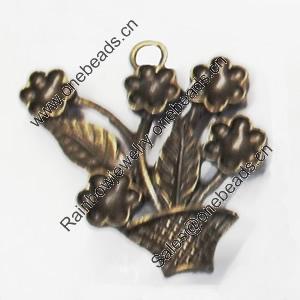 Pendant/Charm. Fashion Zinc Alloy Jewelry Findings. Lead-free. Flower Basket 31x30mm. Sold by Bag