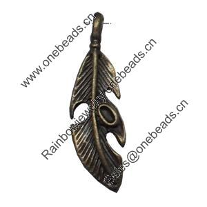 Pendant/Charm. Fashion Zinc Alloy Jewelry Findings. Lead-free. Leaf 37x10mm. Sold by Bag
