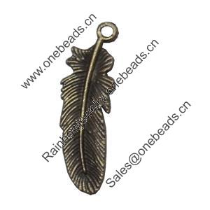 Pendant/Charm. Fashion Zinc Alloy Jewelry Findings. Lead-free. Leaf 31x8mm. Sold by Bag
