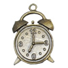 Pendant/Charm. Fashion Zinc Alloy Jewelry Findings. Lead-free. Clock 36x27mm. Sold by Bag
