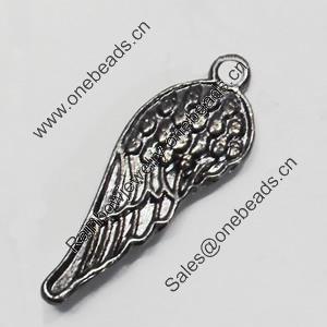 Pendant/Charm. Fashion Zinc Alloy Jewelry Findings. Lead-free. Wings 26x9mm. Sold by Bag