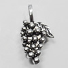 Pendant/Charm. Fashion Zinc Alloy Jewelry Findings. Lead-free. Grape 25x14mm. Sold by Bag
