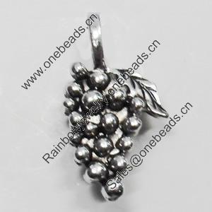 Pendant/Charm. Fashion Zinc Alloy Jewelry Findings. Lead-free. Grape 25x14mm. Sold by Bag
