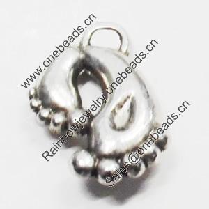 Pendant/Charm. Fashion Zinc Alloy Jewelry Findings. Lead-free. Little Feet 20x16mm. Sold by Bag